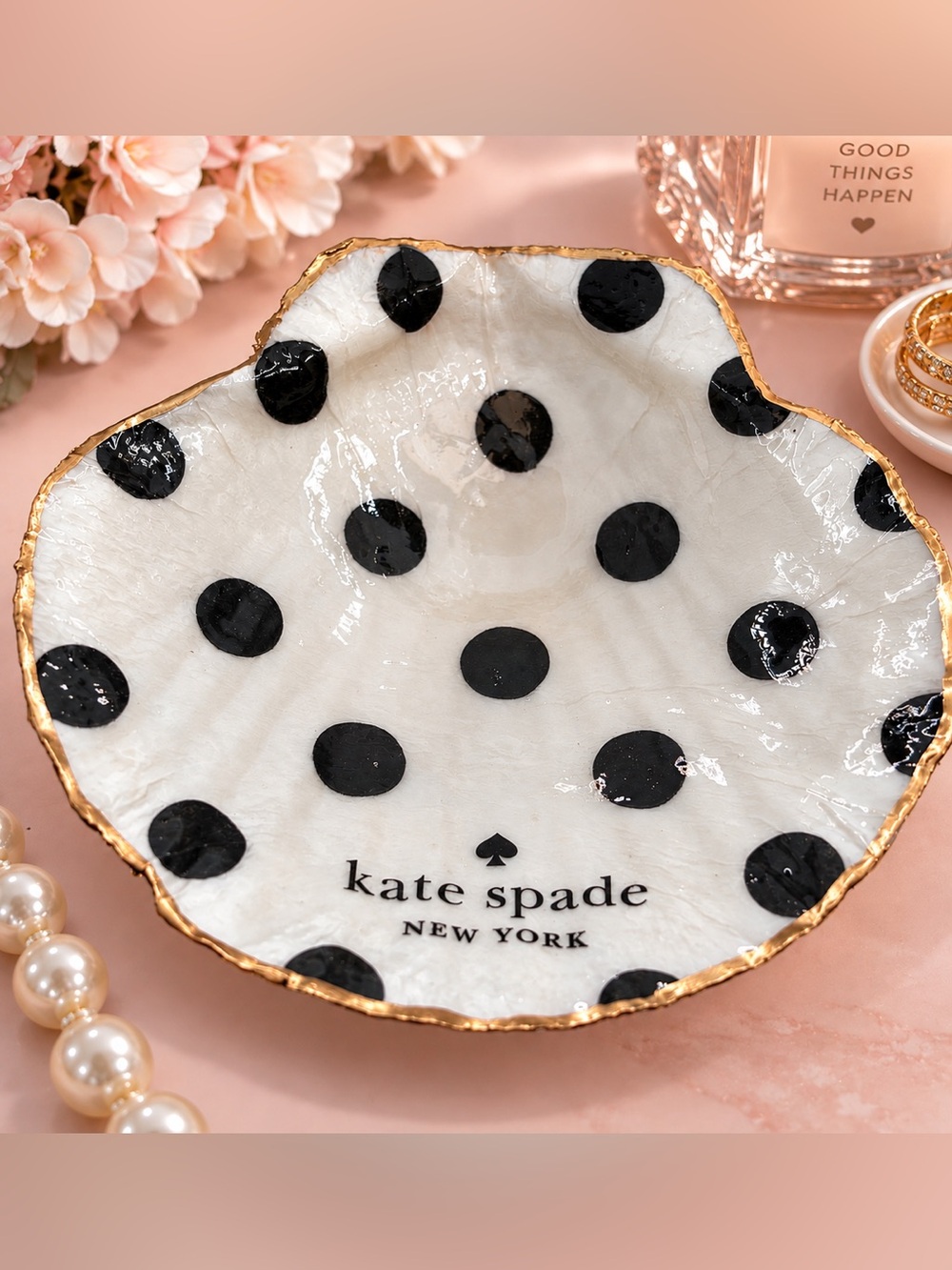 Kate Spade Branded Polka Dot Shell Trinket Dish